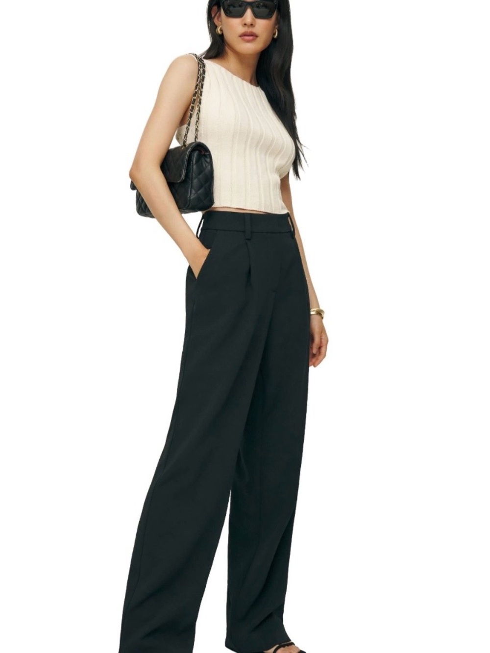 Reformation Black Alex Mid Rise Pants